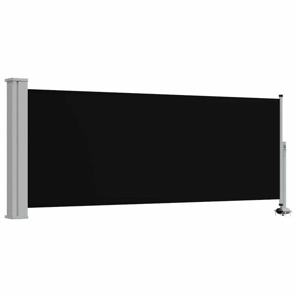 vidaXL Side Awning Black Screen + Grey Stand Polyester, Powder-Coated Iron