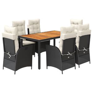 vidaXL Garden Dining Set Black, Cream White