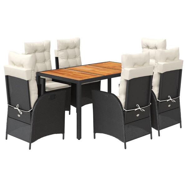 vidaXL Garden Dining Set Black, Cream White