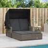 vidaXL Double Sun Lounger Grey PE Rattan Double Adjustable Armrests