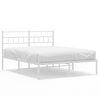 vidaXL Metal Bed Frame White Powder-coated steel Double Bed Bed Frame