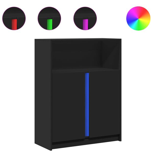 vidaXL Sideboard Black Engineered wood, glass Medium Sideboard