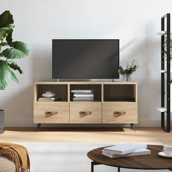 vidaXL TV Cabinet Sonoma Oak Engineered Wood, Iron Medium Storage