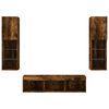 vidaXL TV Wall Unit Set of 5 Smoked oak Engineered wood, glass Large