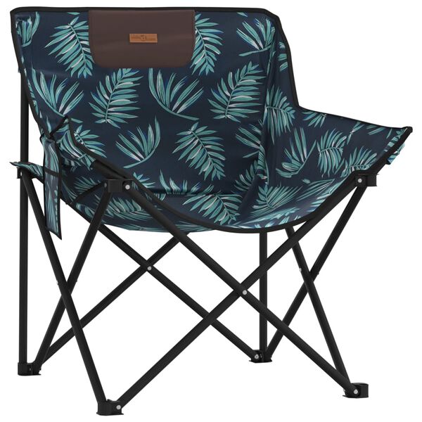 vidaXL Camping Chairs with Pocket Foldable 2 pcs Leave Print