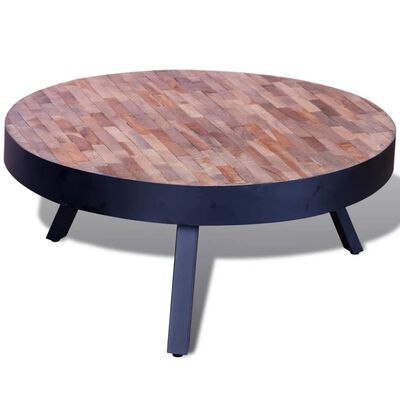 vidaXL Coffee Table Round Reclaimed Teak Wood