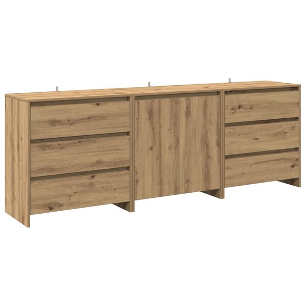 vidaXL Sideboard Set of 3 Artisan oak Engineered wood Medium Sideboard