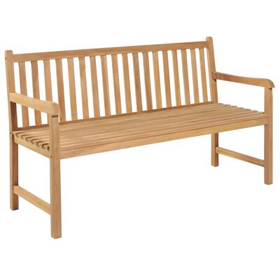 vidaXL Patio Bench with Blue Cushion 59.1" Solid Teak Wood