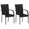 vidaXL Dining Chair Set of 2 Black PE rattan and powder-coated steel