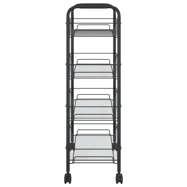 vidaXL 4-Tier Kitchen Trolley Black 18.1"x10.2"x33.5" Iron