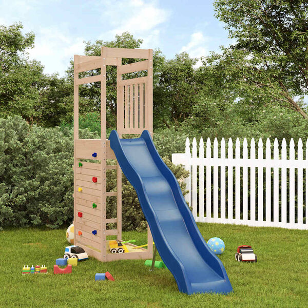 vidaXL Outdoor Playset Brown, Blue Solid pinewood, Polypropylene Large