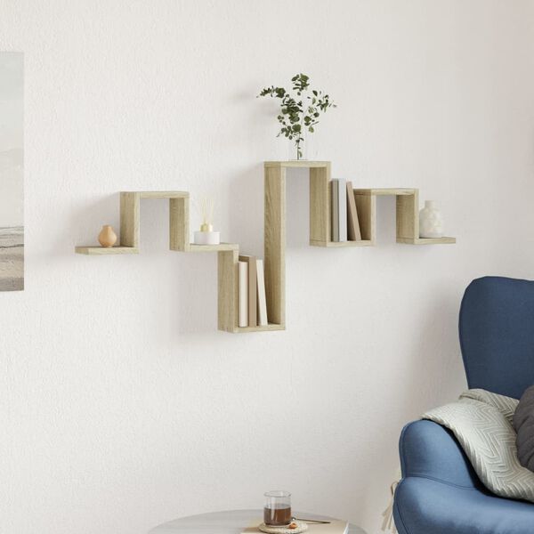 vidaXL Wall Shelf Sonoma Oak 41.1"x3.9"x16.9" Engineered Wood