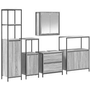 vidaXL Bathroom Furniture Set Grey sonoma Engineered wood Medium