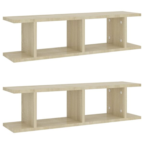 vidaXL Wall Shelf Set of 2 Sonoma oak Engineered wood Medium
