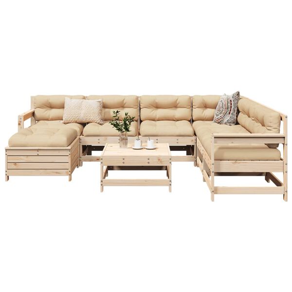 vidaXL Garden Sofa Set Natural wood Solid pine wood Large Modular