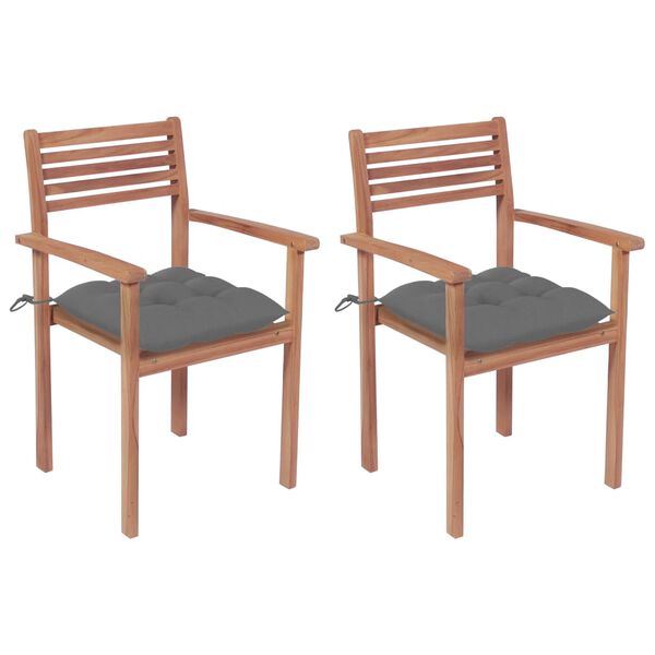 vidaXL Garden Chair Set of 2 Natural Teak Solid Teak wood, 100% polyester