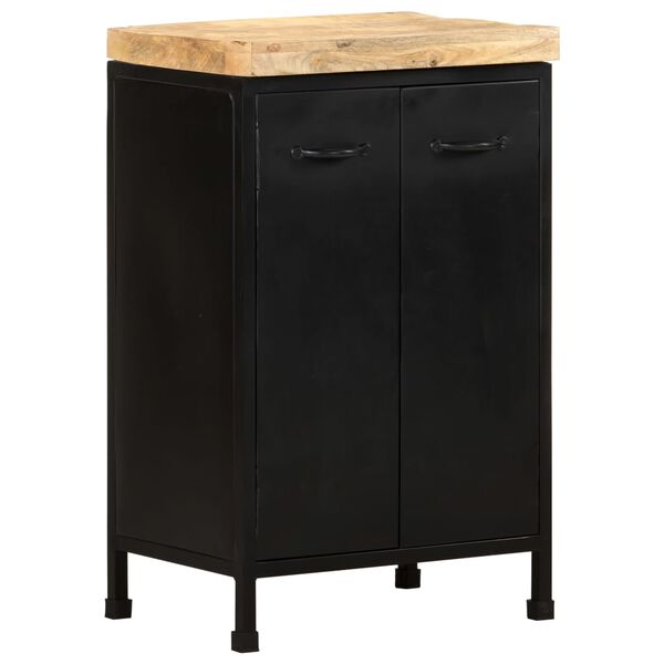 vidaXL Sideboard Rough mango wood with a natural finish and black iron