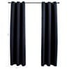 vidaXL Blackout Curtains with Rings 2 pcs Black 38.2 x 83.9" Fabric