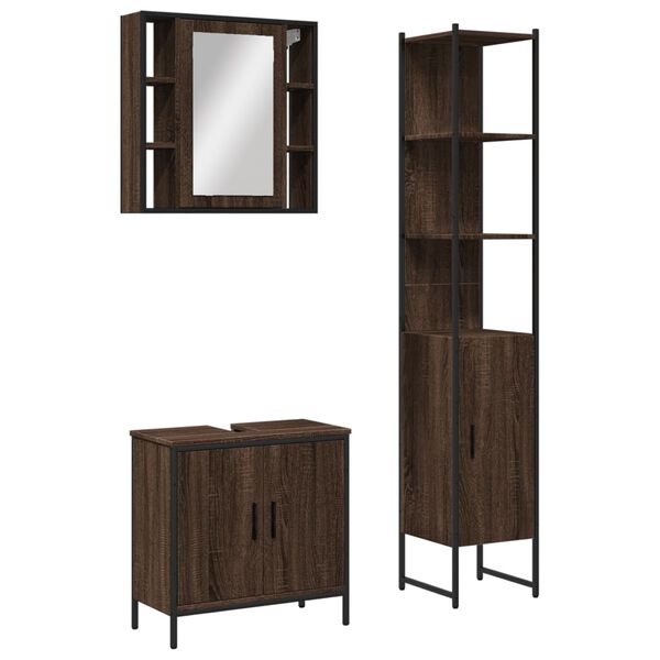 vidaXL Bathroom Cabinet Set Brown Oak