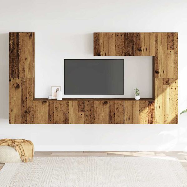 vidaXL TV Cabinet Old wood Engineered wood Standard Adjustable Armrests