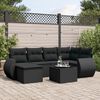 vidaXL Garden Sofa Set Black PE rattan, powder-coated steel, tempered glass