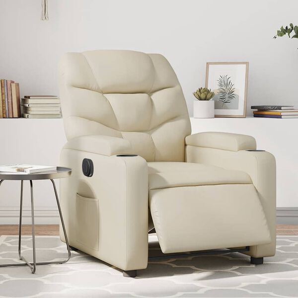 vidaXL Electric Massage Recliner Chair Cream