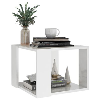 vidaXL Coffee Table High Gloss White 16"x16"x12" Engineered Wood