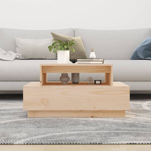 vidaXL Coffee Table Natural Pine Solid Pine Wood Medium Coffee Table