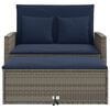 vidaXL Patio Sofa Grey and Navy Blue PE rattan and powder-coated steel