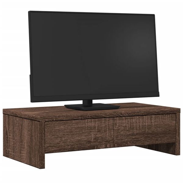 vidaXL Monitor Stand with Drawers Brown Oak 19.7x10.6x5.9" Engineered Wood