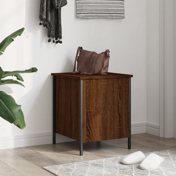 vidaXL Storage Bench Brown Oak Engineered wood, metal Compact