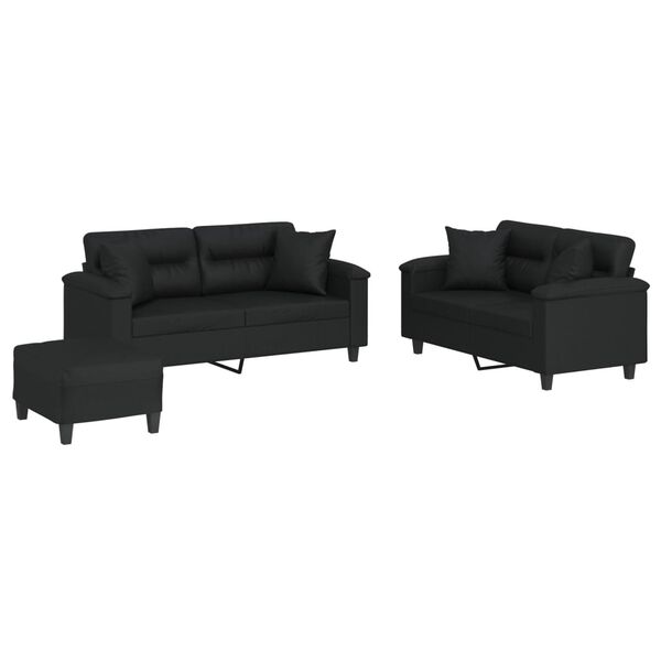 vidaXL Sofa Set Black Faux leather, metal, textilene, plywood Medium