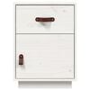 vidaXL Bedside Cabinet White Solid pine wood, faux leather Compact