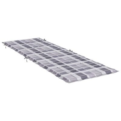 vidaXL Sun Lounger Cushion Gray Check Pattern 73.2"x22.8"x1.2" Oxford Fabric