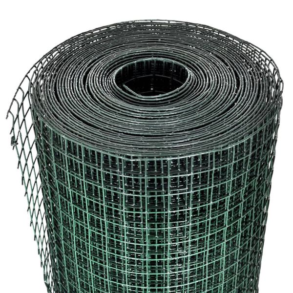 vidaXL Chicken Wire Fence Galvanized with PVC Coating 82'x3.3' Green
