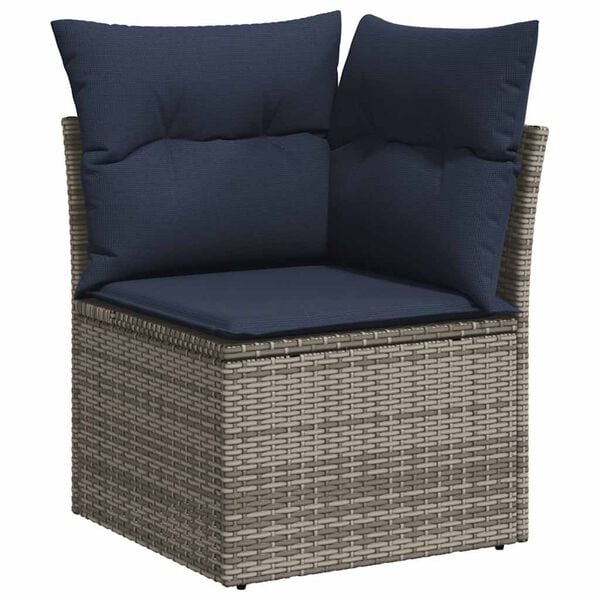 vidaXL 8 Piece Patio Sofa Set with Cushions Gray Poly Rattan