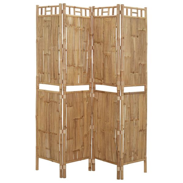 vidaXL 4-Panel Room Divider Bamboo 63"x70.9"