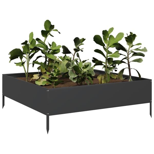 vidaXL Garden Raised Bed Black Steel 39.4x39.4x13.2 in Durable
