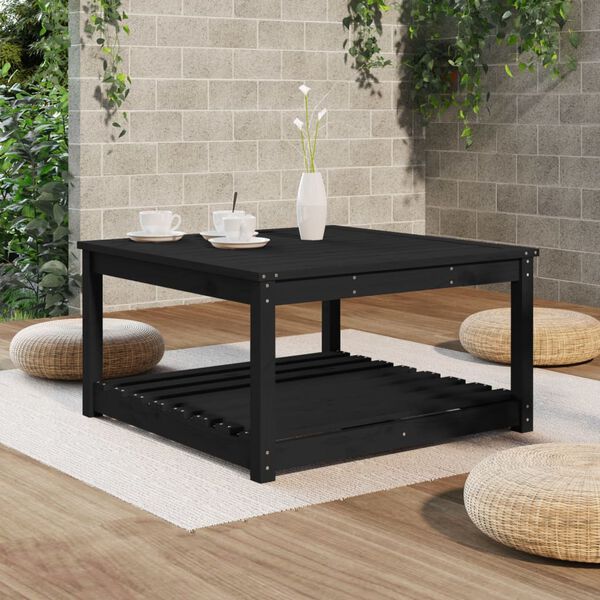 vidaXL Garden Table Black Solid pine wood Medium Garden Table Square