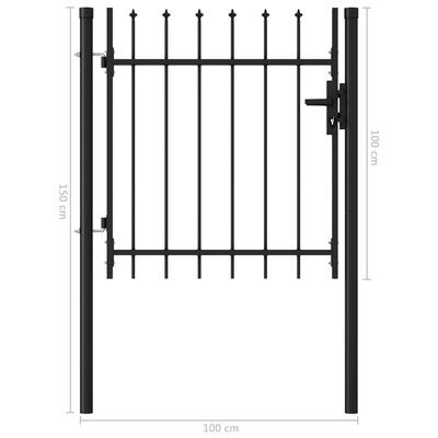 vidaXL Fence Gate Single Door with Spike Top Steel 39.4"x39.4" Black