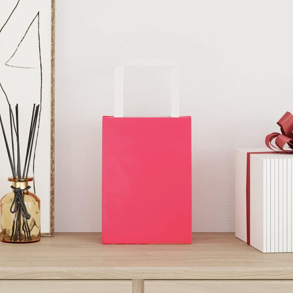 vidaXL Paper Bags 50 pcs with Handles Pink 5.9x3.1x8.3"
