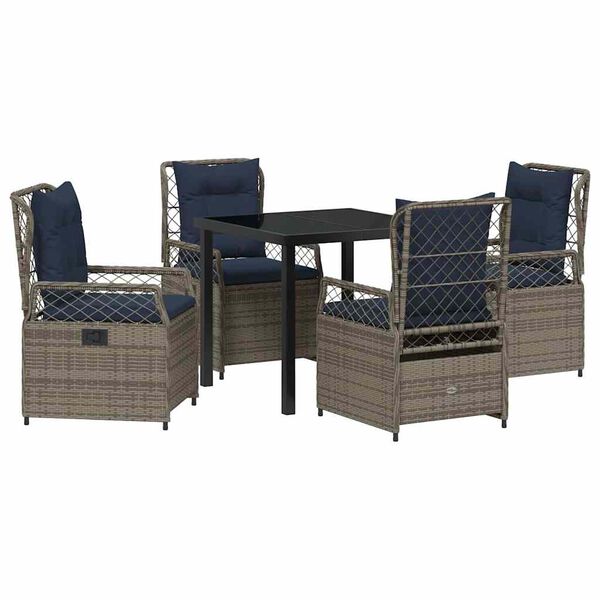 vidaXL Garden Dining Set 5 pcs Gray poly rattan