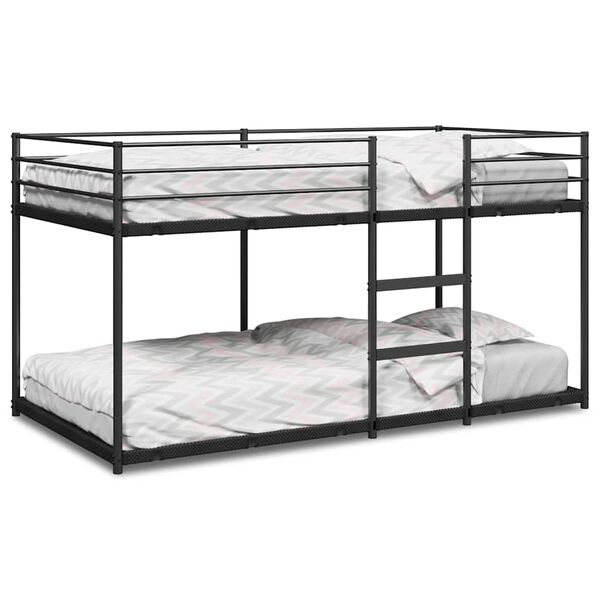 vidaXL Bunk Bed Black Steel Twin Bunk Bed Rectangular Modern