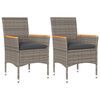 vidaXL Patio Chairs with Cushions 2 pcs Grey Poly Rattan