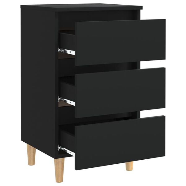 vidaXL Bed Cabinet Black Engineered wood, solid eucalyptus wood Medium