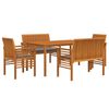 vidaXL 5 Piece Patio Dining Set with Cushions Solid Wood Acacia