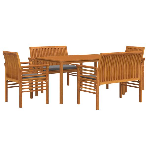 vidaXL 5 Piece Patio Dining Set with Cushions Solid Wood Acacia