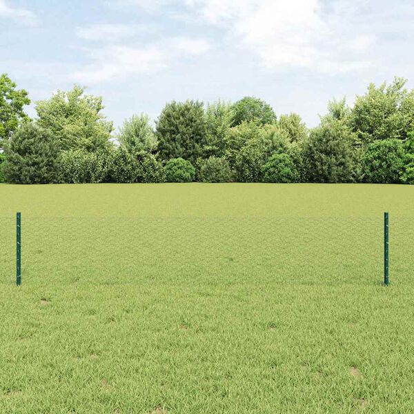 vidaXL Fence with Post Green 1.31 x 328.08 ft Steel and PVC