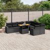 vidaXL Garden Sofa Set Black PE rattan Large Adjustable Armrests