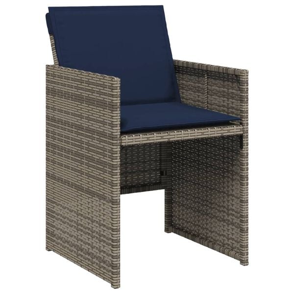 vidaXL Patio Dining Set Set of 8 Gray, Navy Blue